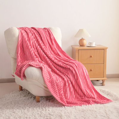 Ultra Soft Flannel Blanket, Lightweight Warm All-Season Decor Blanket, Classic Striped Design for Couch, Sofa & Bed