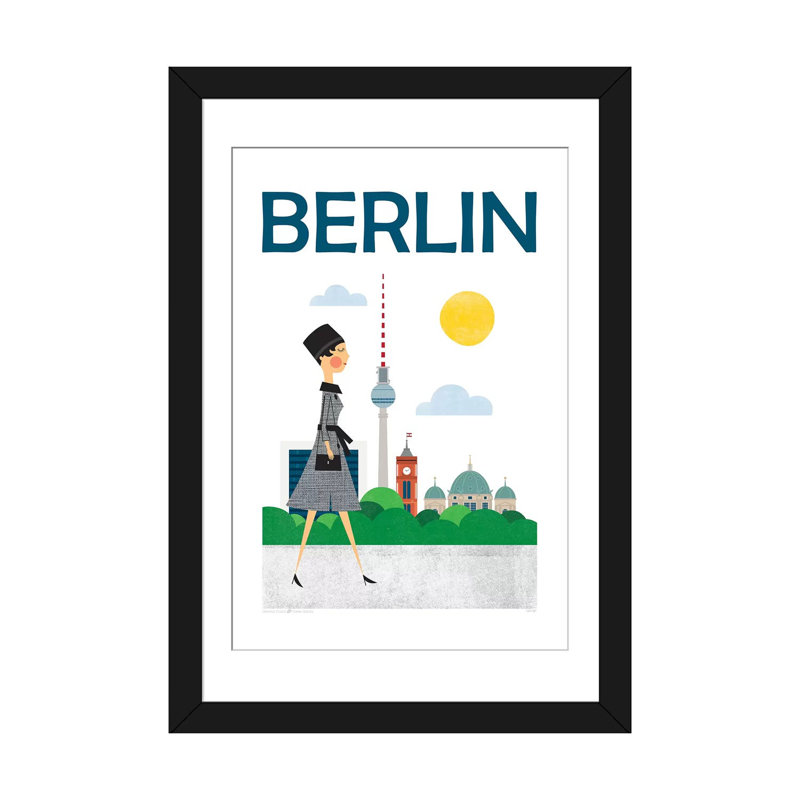 «Berlin», impression sur toile tendue, Papier beaux-arts encadré noir, H 32 po x l 24 po x P 1 po