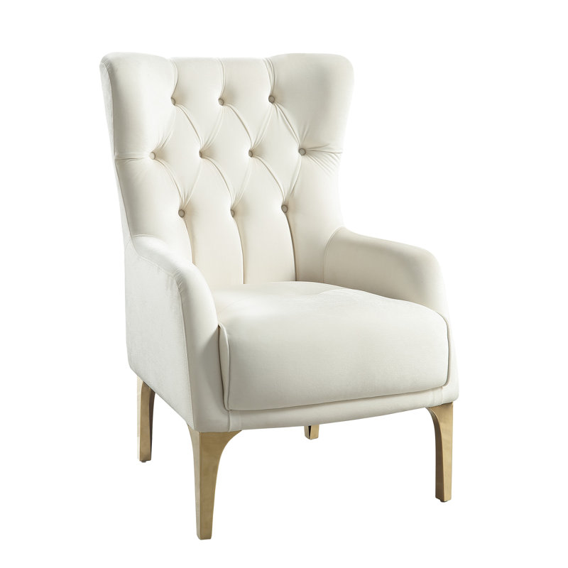 Chaise avec accoudoirs rembourrés Keivin, Blanc cassé