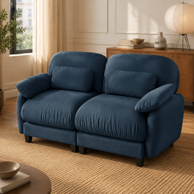 Sarvis 2-Piece Chenille Modular Loveseat with Deep Seats, Lumbar Pillows and Spring-Supported Cushions