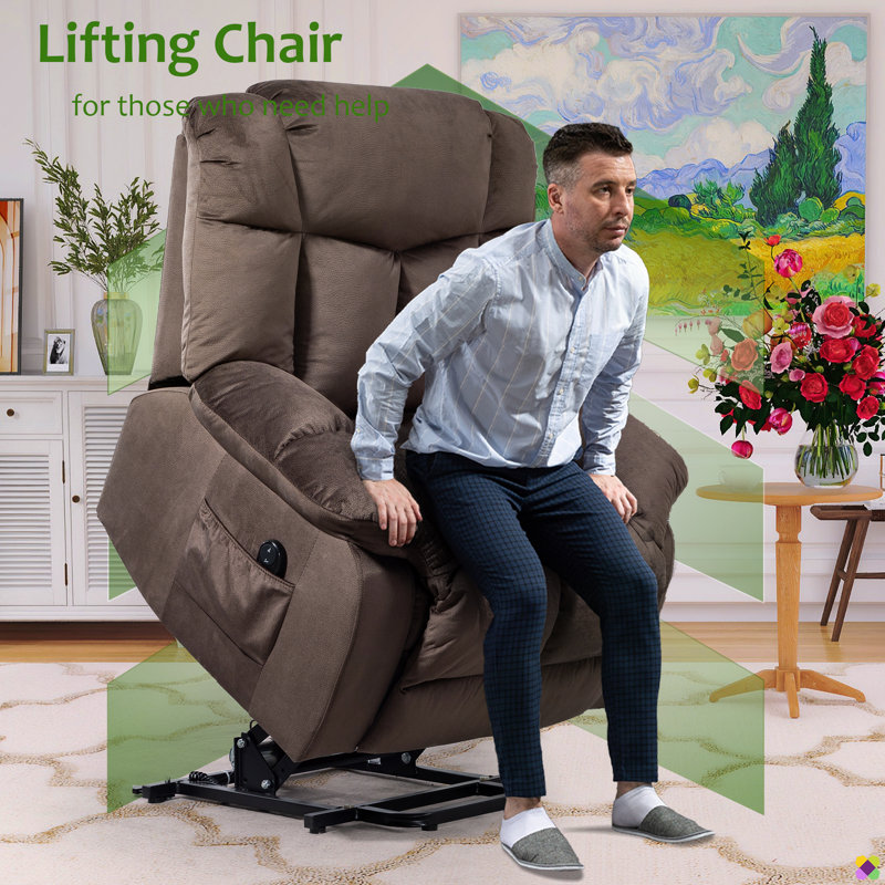 Ryun 38.5"W Lift Chair Power Recliner, Coffee