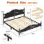 Structure de très grand lit avec tête de lit, lit plateforme en bois de style rétro avec support en lattes de bois, structure de lit très grand sans sommier, assemblage facile, noir-1908700706