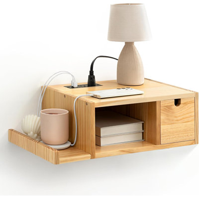 Floating Bedside Table With Charging Station