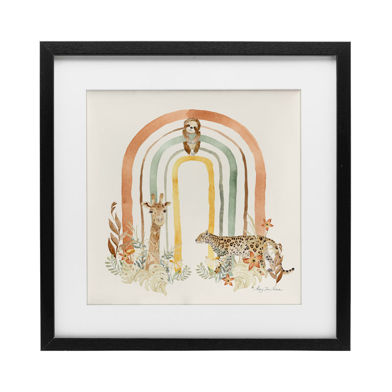 «Jungle Animals Soft Rainbow», reproduction sous verre encadrée, design par Audrey Jeanne Roberts, H 13 po x l 13 po