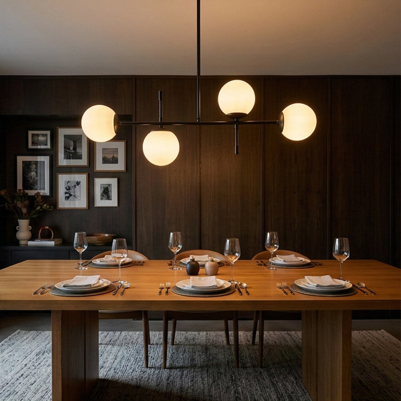 Lustre spoutnik à 4 lumières Hamilton, Blanc, H 25,6 po x l 35,4 po x P 5,9 po, Noir / blanc