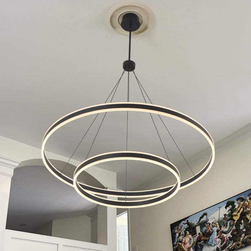 Luminaire suspendu pour îlot de cuisine avec télécommande pour plafonds hauts Maleea , H 39,4 po x l 39,4 po x P 39,4 po