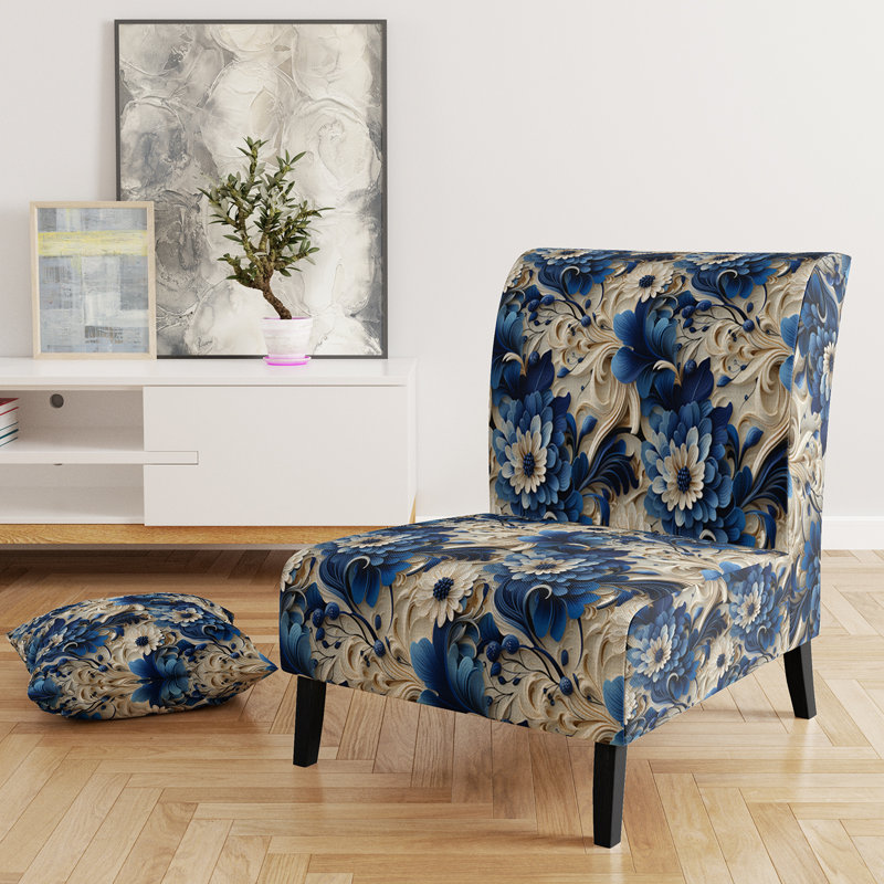 Rustic Victorian Brocade Victorian Motif - Chaise d'appoint de chalet rembourrée à motif floral