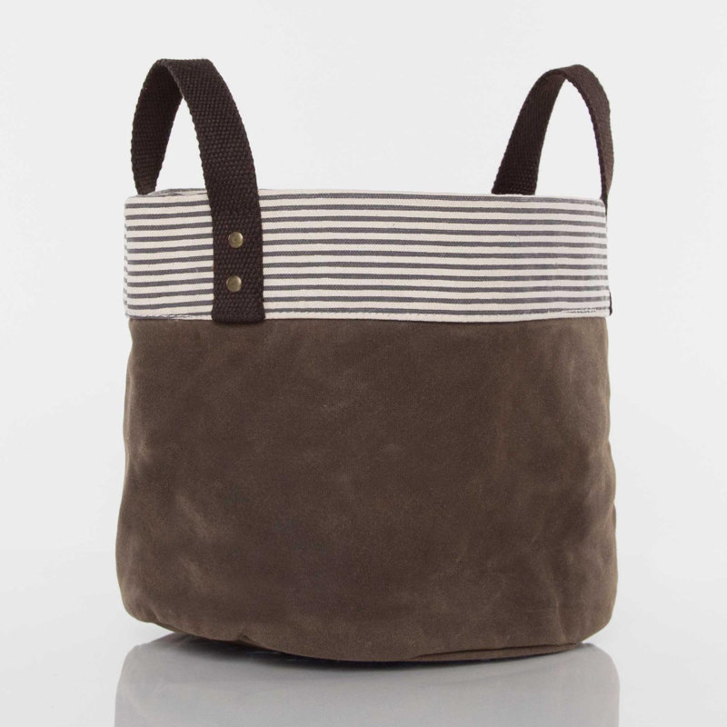 Bac de rangement en tissu ciré, Olive, Petit