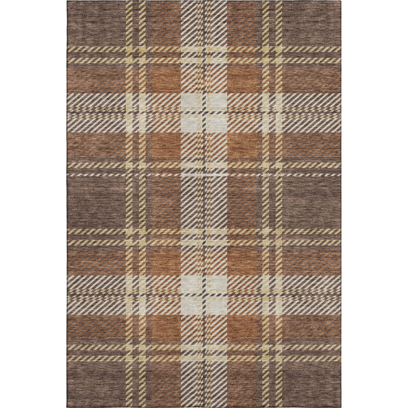 Premium Machine Washable Prisco Chocolate Rug, Rectangle 5' x 7'6"