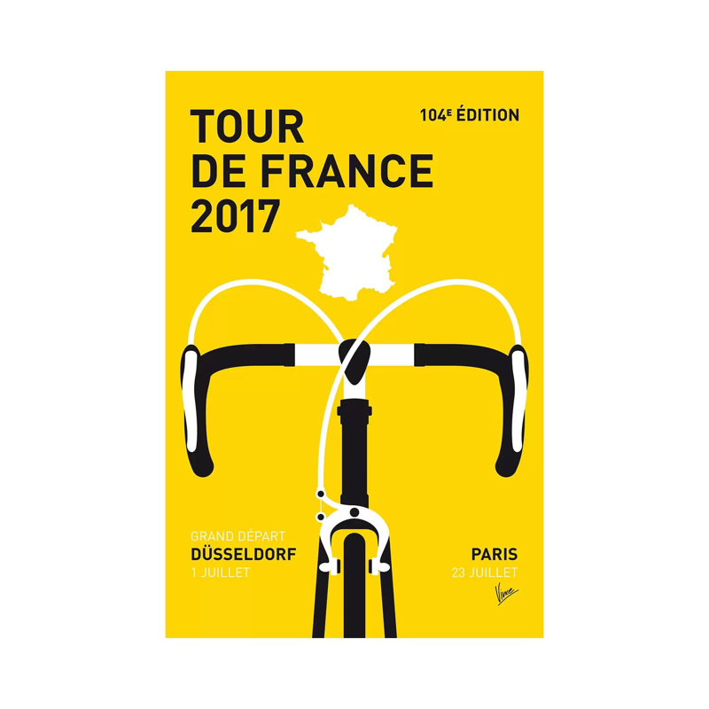Tour De France 2017 Minimal Poster by Chungkong - Wrapped Canvas Print, 20.32 cm H x 30.48 cm W