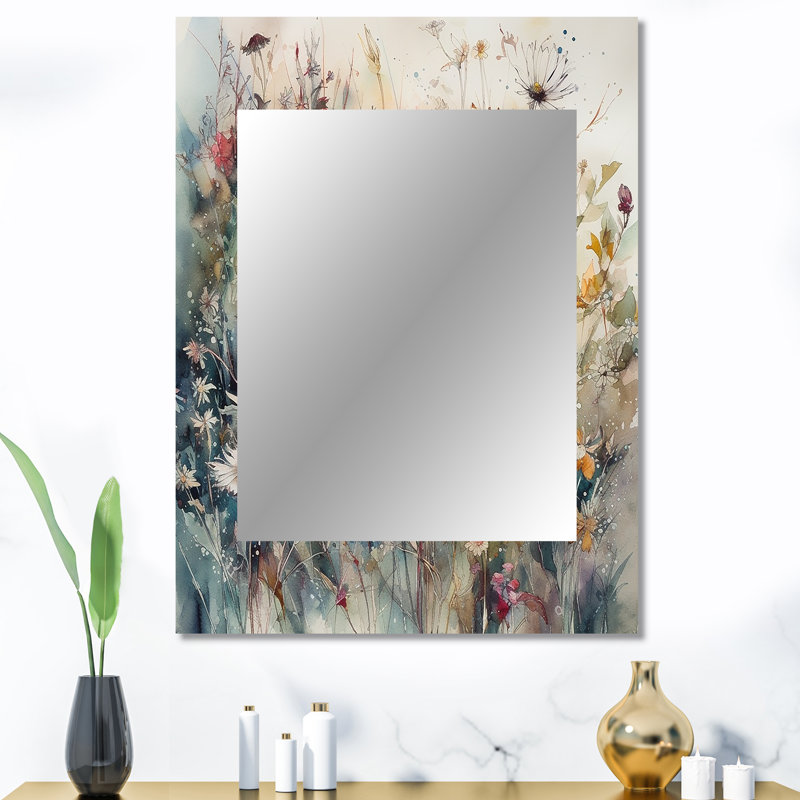 Orange Green Daisy Tranquility - Daisy Decorative Mirror, Traditional Wall Mirror, Printed Metal Art, 40" x 30"