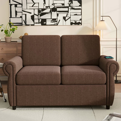 Canapé-lit 57,9 po avec matelas à mémoire de forme simple avec deux ports USB pour les espaces de salon
