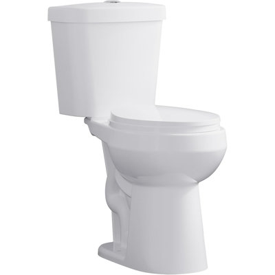 Toilette deux pièces à cuve ronde de 19 po de hauteur de chaise, toilette à deux poussoirs, siège haut pour personnes âgées, toilette compacte avec siège à fermeture douce - blanc