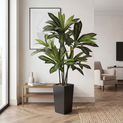 Arbre de dracaena artificiel 5 pi avec grand pot de fleurs, plante de plancher réaliste pour la maison, le bureau, le salon, le grand faux yucca décoratif