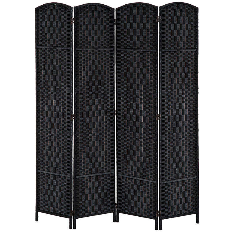 Paravent 4 panneaux Tall Wicker Weave, 4, 70.75" H x 70.75" W x 0.75" D, Noir