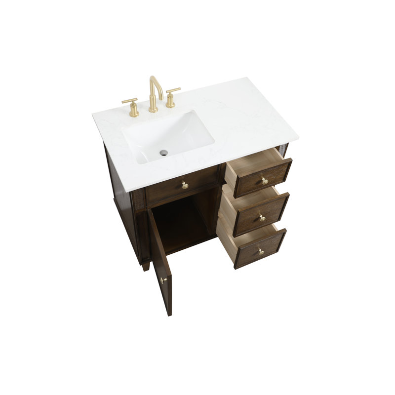 36" Bordeaux Bathroom Vanity, Dark Antique Oak