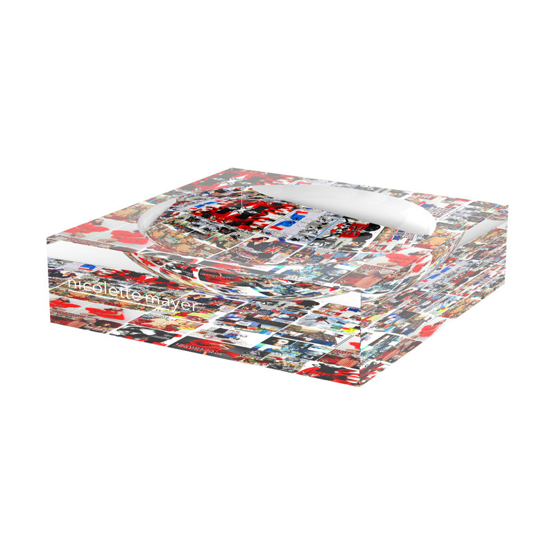 French Language Of Fashion Square Patchwork Decorative Tray, 6"W x 6"D x 2"H
