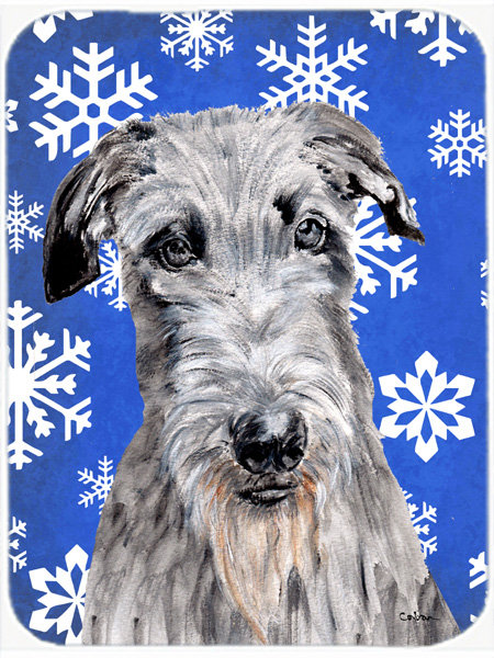 Planche à découper en verre deerhound en gaélique de vacances Ashlynn, Bleu / Blanc