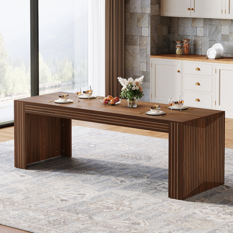 78.7'' Dining Table For 6-8 People, Rectangular Kitchen Table Wood Dinner Table, Brown