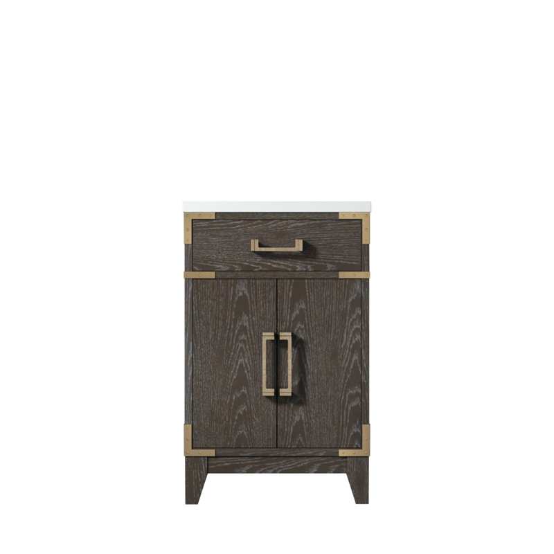Meuble-lavabo simple en chêne brun 20 po X P 18 po D, avec plateau en acrylique, Chêne brun