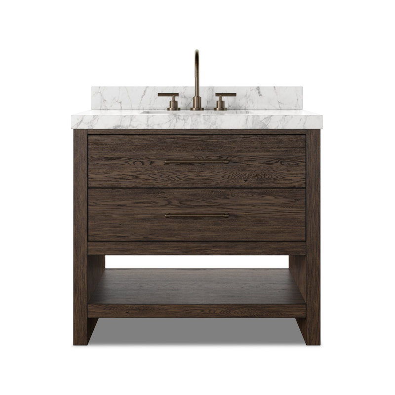 Anthem Single Vanity, Carrara Marble, Satin Espresso Oak