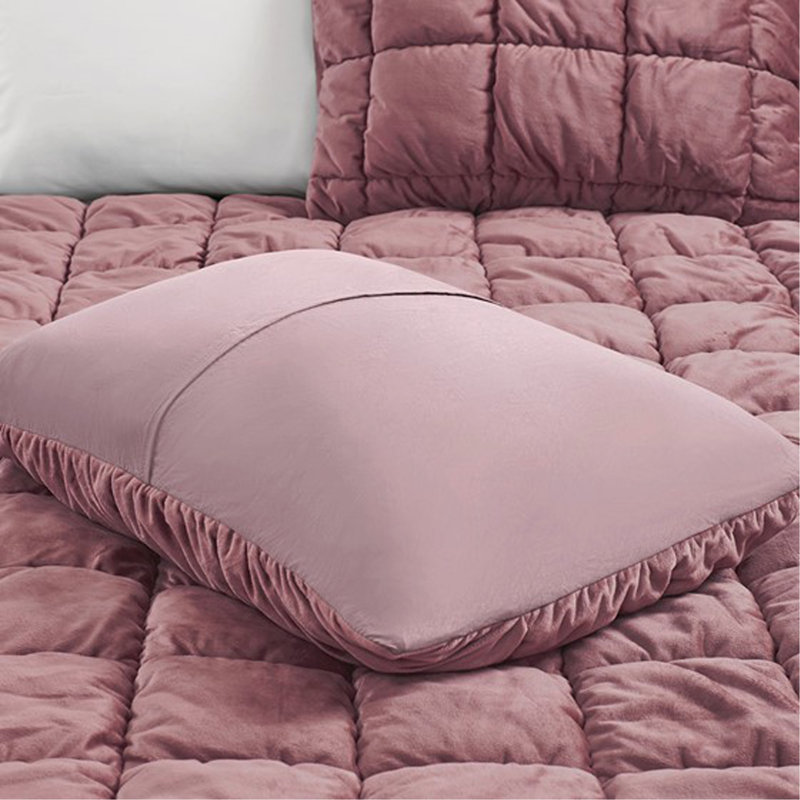 Ensemble d'édredon pour très grand lit 3 pièces, Édredon simple + 2 taies décoratives, Rose
