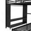 Lit superposé avec garde-robe intégré, lit superposé en métal avec lit gigogne, bureau pliable, échelles, conception à réduction de bruit, noir-767238827