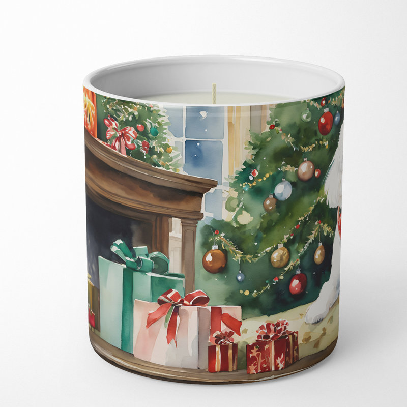 Bougie de Noël parfumée avec support en céramique