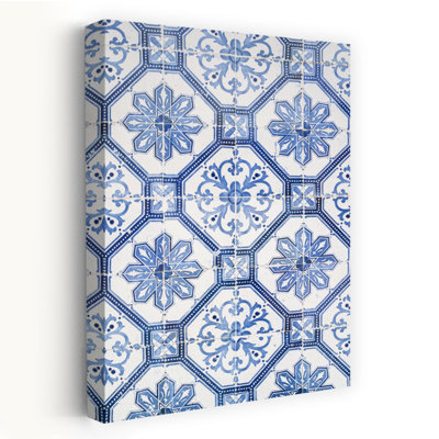 Motif azulejo bleu à motif géométrique classique