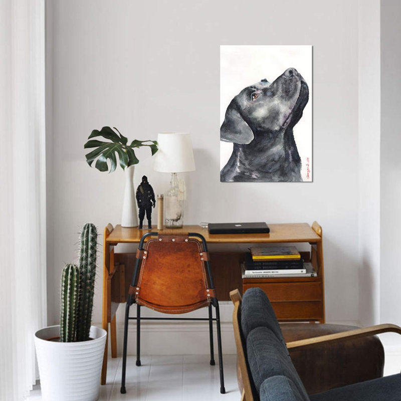 «Black Labrador» par George Dyachenko - impression sur toile tendue, H 26 po x l 18 po x P 1,5 po, Toile tendue, Pas de tapis