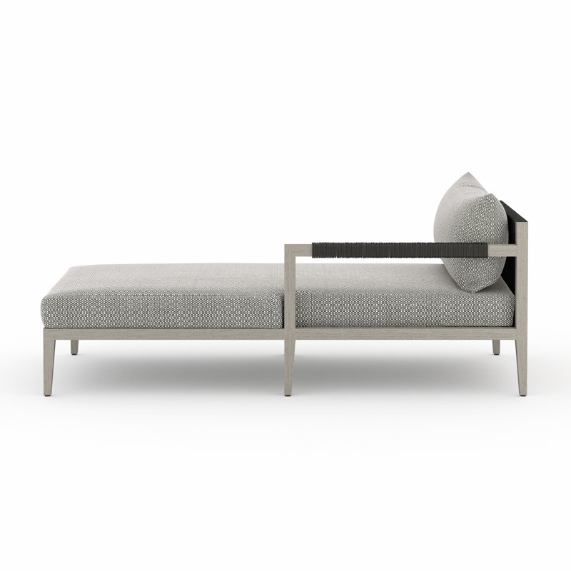 Sherwood Outdoor Chaise Lounge, Weathered Gray/Dark Gray, Ash