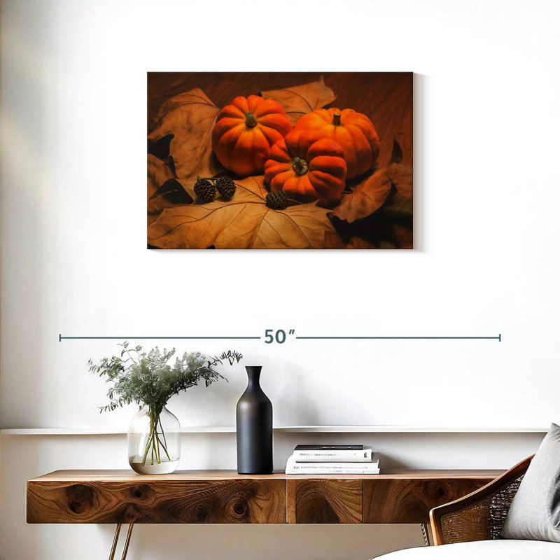 Yarlin Pine Cones And Pumpkins, 20" H x 30" W