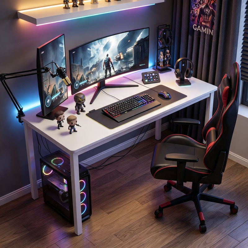 Metal Base Computer Desk