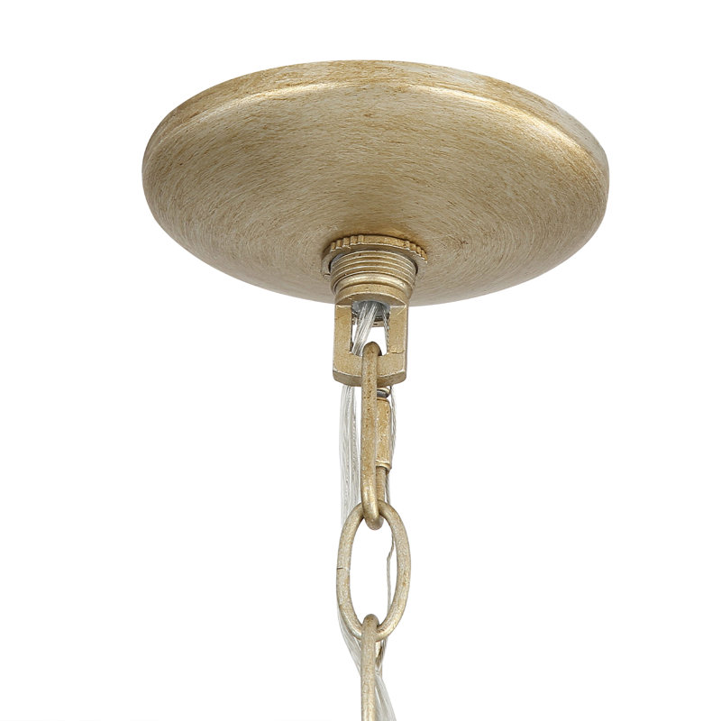 Luminaire suspendu Mohni avec verre d'eau martelé, H 25,5 po x l 24 po x P 24 po, 5 lumières, Or blanc
