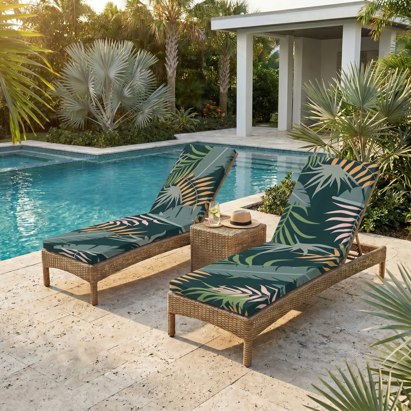 Stretch Patio Chaise Lounge Cushion Covers, Washable Elastic Bottom Outdoor Slipcovers, Replacement Furniture Protector for Lounge Chair Seat