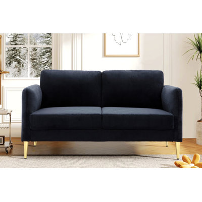 Canapé de style moderne pour l'intérieur, causeuse moderne en velours côtelé de largeur 60,63 po, coussins rembourrés moelleux, structure en bois massif, mobilier de salon et d'appartement compact
