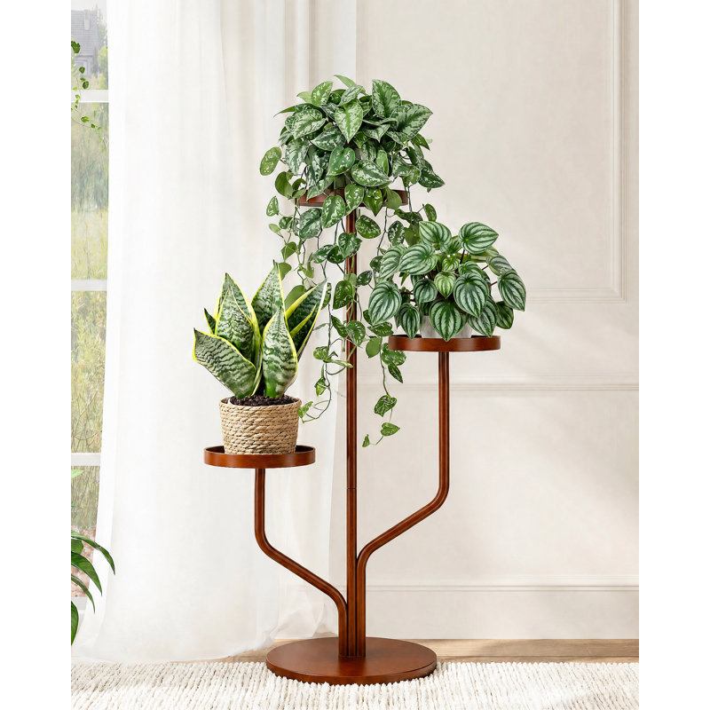 Support à plantes en métal à 3 niveaux, brun, pour l'intérieur et l'extérieur, pour plusieurs plantes, Brun