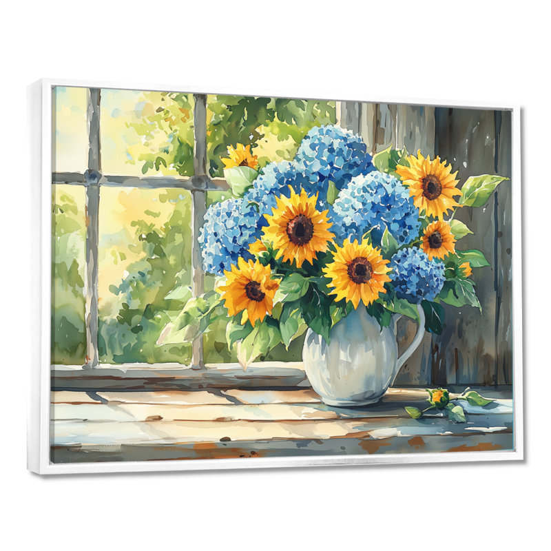 Domella - Floral Wall Art, 30" H x 40" W, Floater Framed Print, White