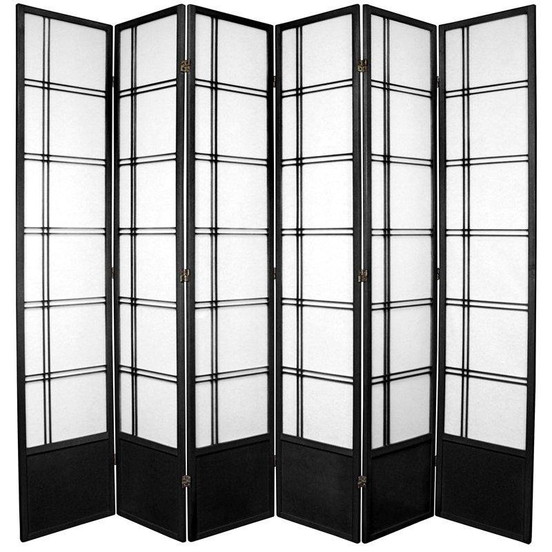 83.5" Double Cross Shoji Room Divider, Black, 6 Panels