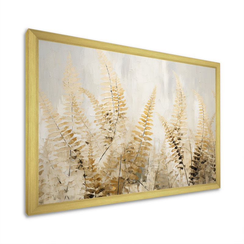 «Golden Ferns Silent Gracefulness» sur toile, Cadre doré simple, H 30 po x l 40 po x P 1,5 po