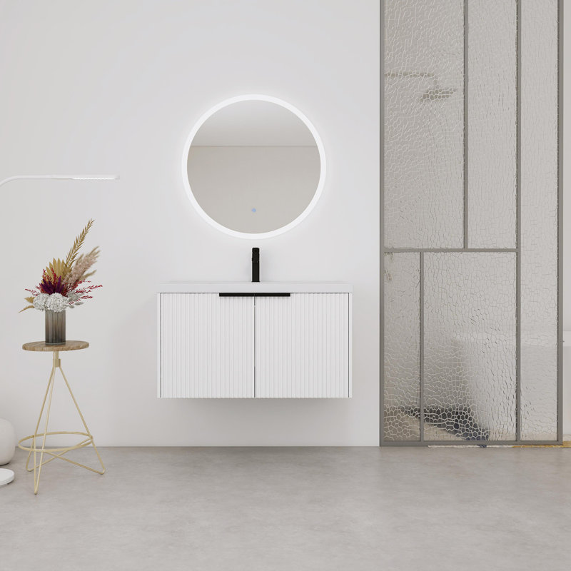 Meuble-lavabo mural, Blanc