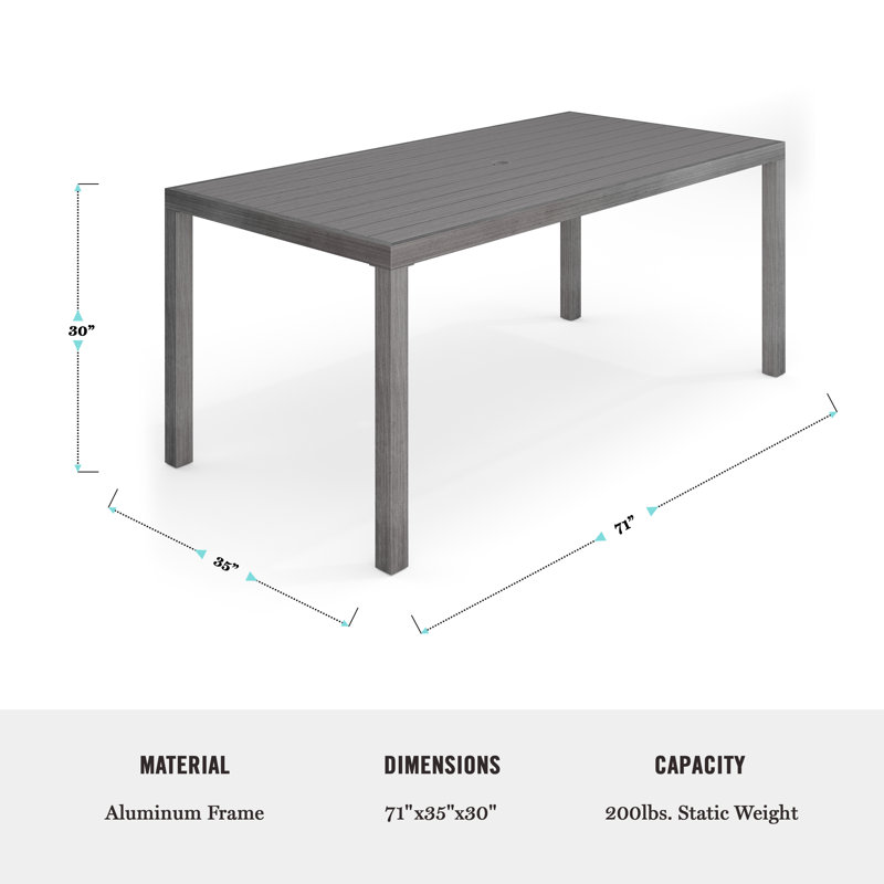 Martha Stewart Bedford All-Weather Patio Set With 71" Table And 8 Stackable Dining Chairs, Grey
