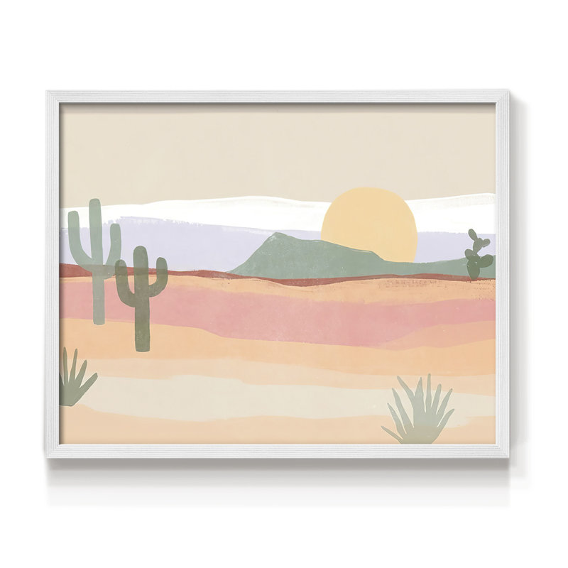 Cactus Plateau I - Reproduction encadrée - Restickable, H 22 po x l 28 po, Blanc