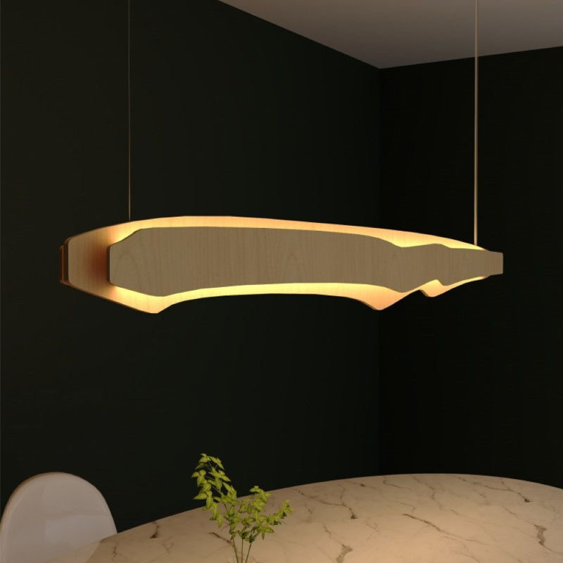 Horizon 1 - Light LED Pendant, 7.68" H x 39.37" W x 3.54" D, Maple