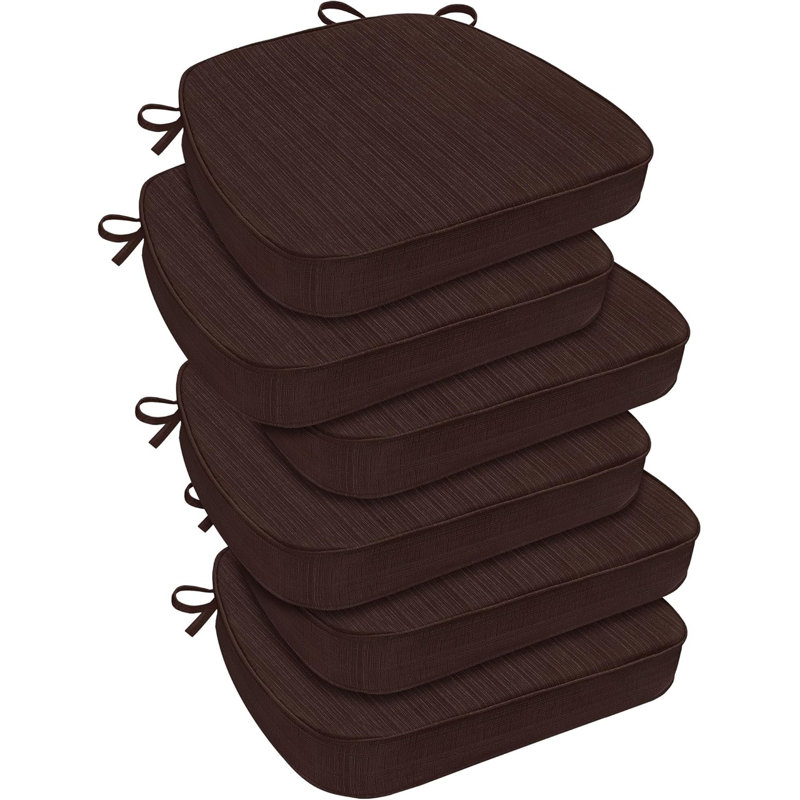 Dining Chair Cushions Set of 6, 2.5 inch Thick Kitchen Chair Pads with Ties.17” x 16”, Beige, Beige