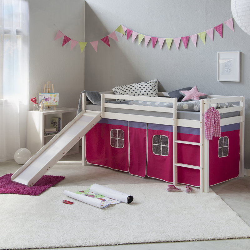 Kids EU Single - 90 X 200 Cm Loft Bed, Pink and red