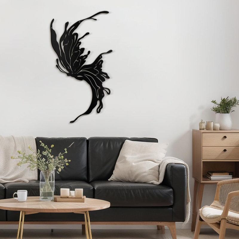Décoration murale en métal doré minimaliste moderne abstrait, H 36 po x l 24 po x P 0,05 po, Noir