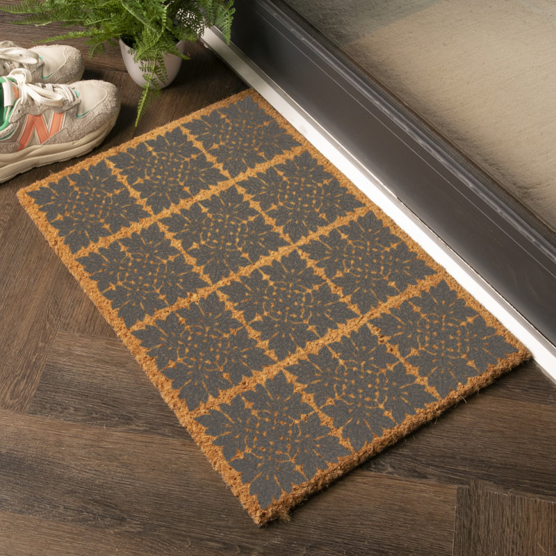 Simba Mosaic Tiles Kitchen Mat, Grey/Orange