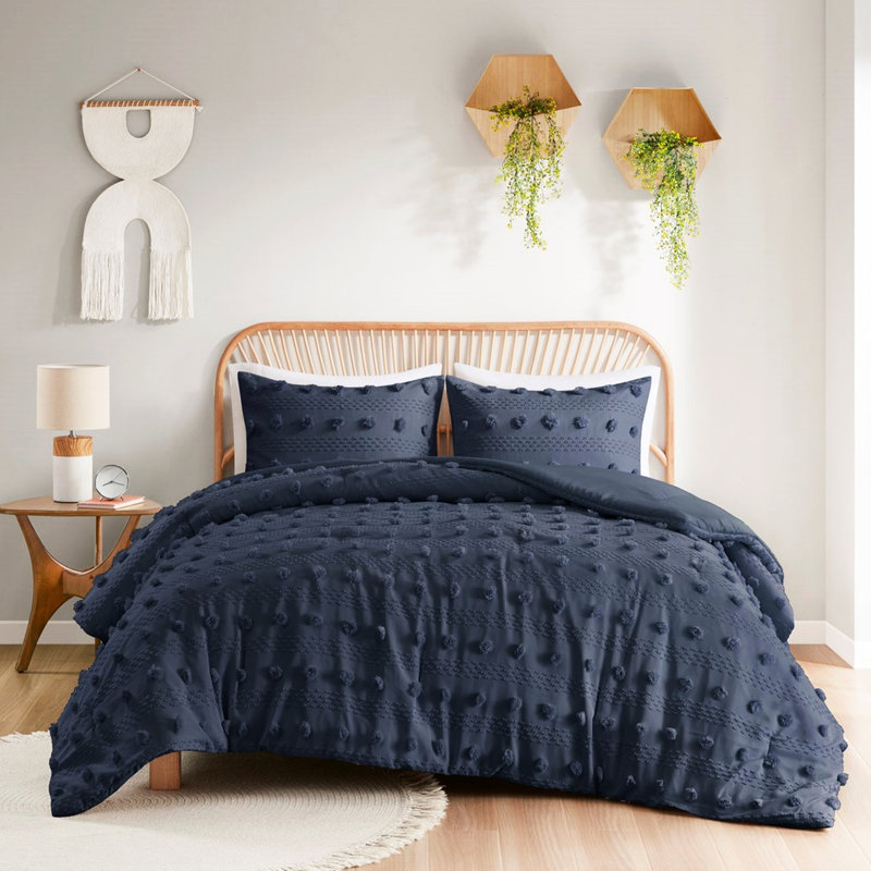 Édredon simple - bleu marine, literie, rembourrage, traitement, Twin Comforter + 2 Additional Pieces, Marine