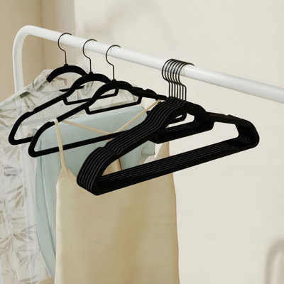 Cintres en velours, ensemble de 50 cintres avec crochet pivotant noir, antidérapant et peu encombrant, pour manteau, chemise, robe, pantalon, cravate